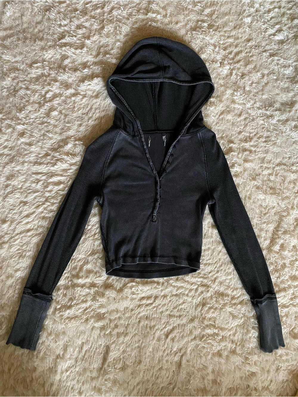 Hooded Long-Sleeve Cropped Women's Top